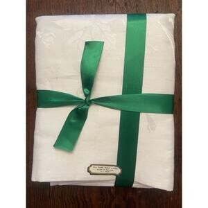 Floral Tablecloth Pure Irish Linen Damask 72" Vintage NEW STOCK